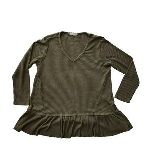 Mesh & Lace Olive Tunic Top Large